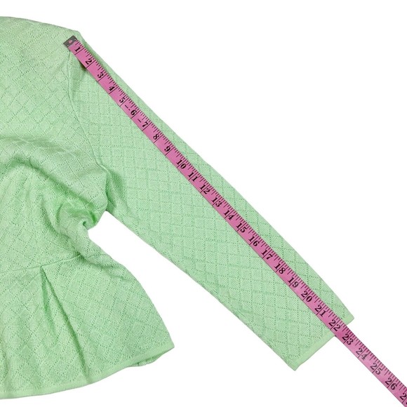 Ming Wang Womens Cardigan Sweater Mint Green Peplum V Neck Clasp Sz PL - Picture 10 of 10
